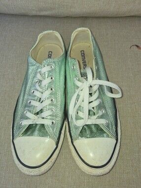 Converse Low Top Sneakers in Metallic Mint Green